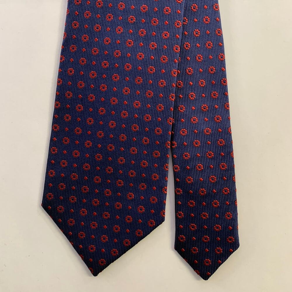 ERMENEGILDO ZEGN Navy Burgundy Foulard Silk Tie